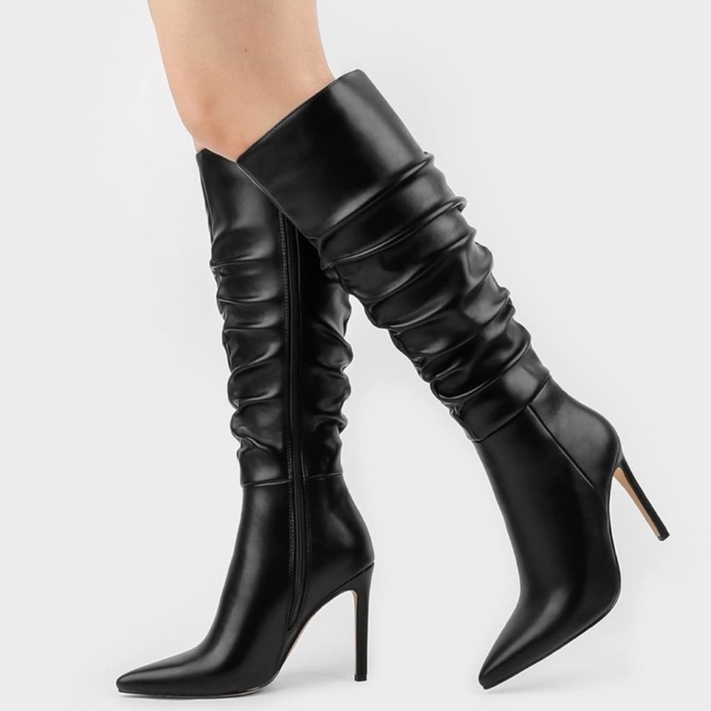 Sleek Black Stiletto Heeled Boots